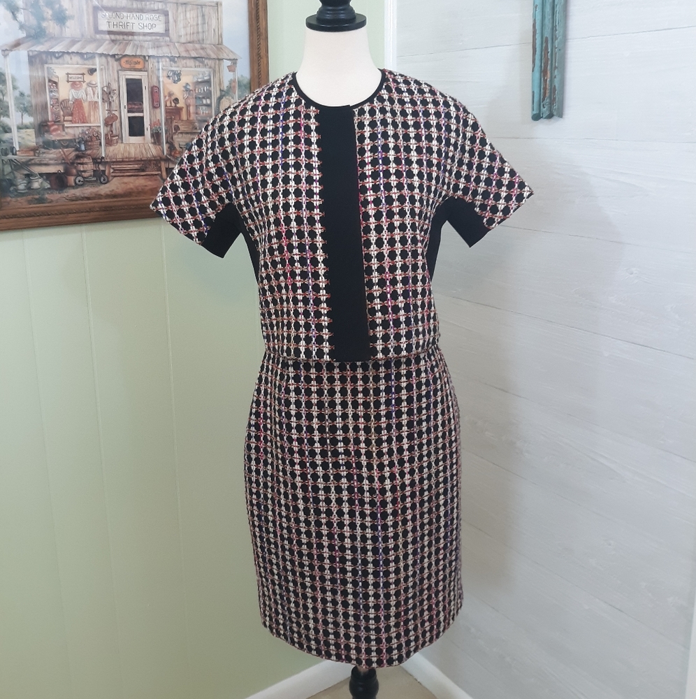 Carlisle silk blend top skirt set suit sz 0 2 *D2
